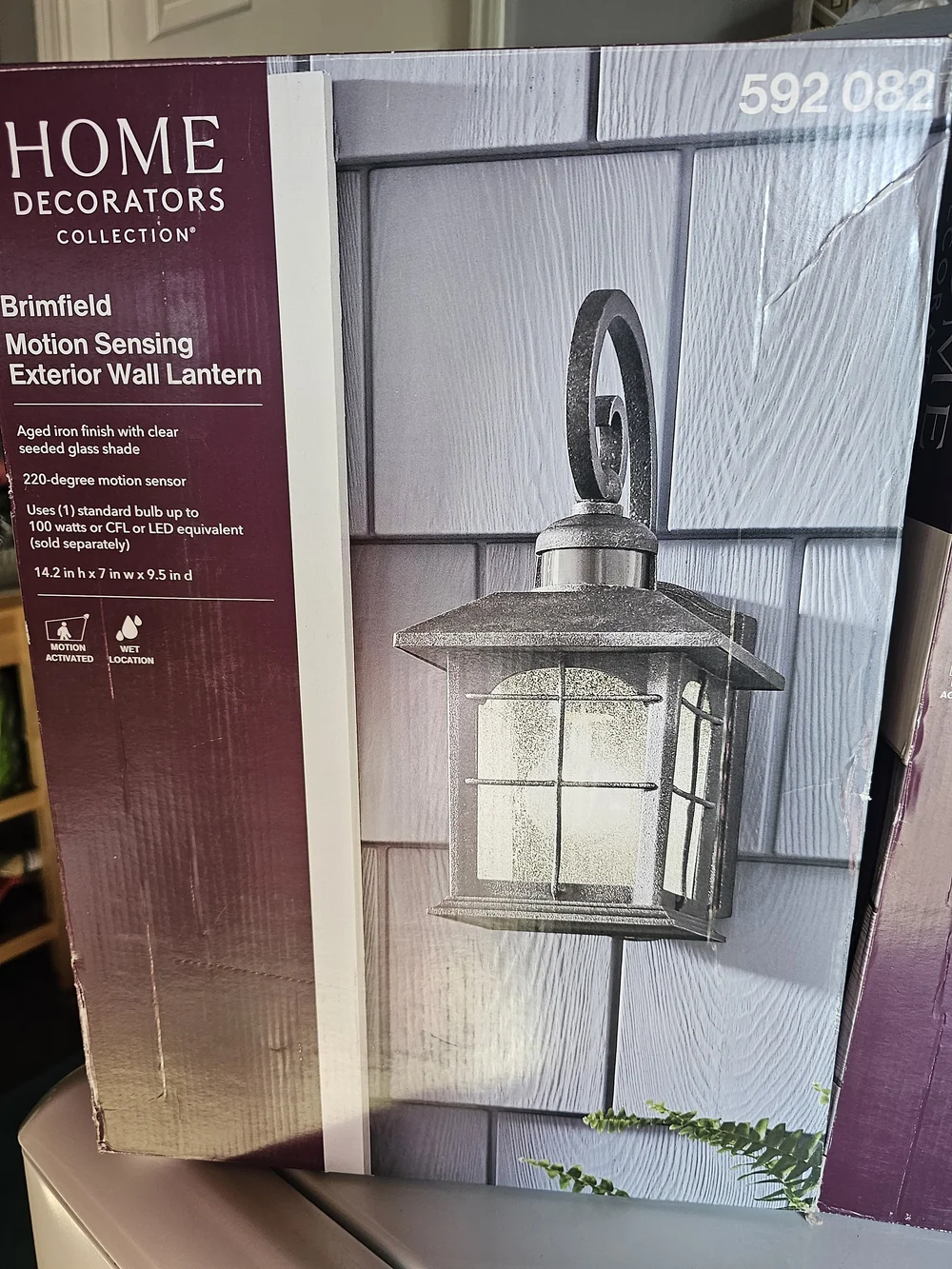 Home Decorators Brimfield Motion Sensing Exterior Wall Lantern - Black